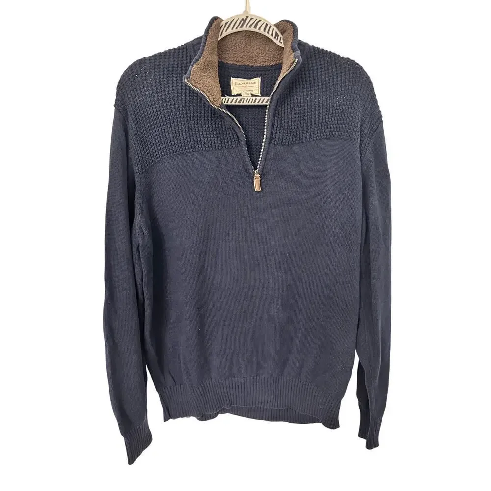 💙🤎 Field & Stream Navy Quarter Zip Pullover XL - Cozy King Vibes ✨